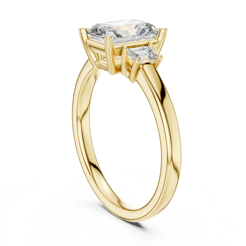 Radiant & Emerald Three-Stone Diamond Ring with Lab-Grown Diamonds