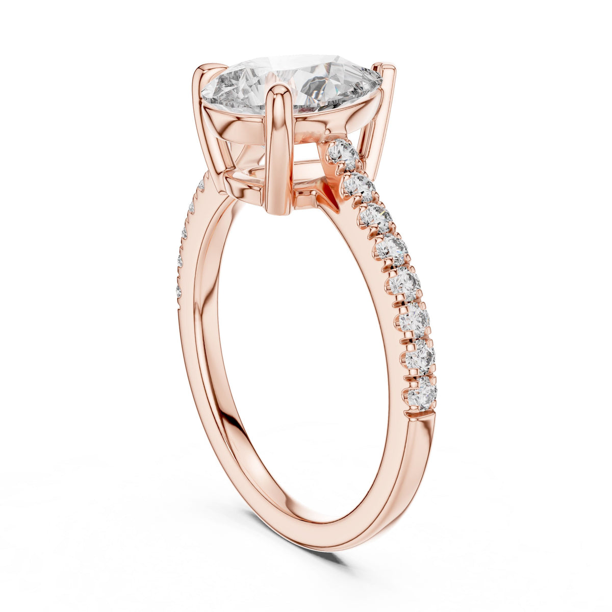 Pear Solitaire Diamond Ring with Lab-Grown Diamonds, 18K Gold, Rose Gold