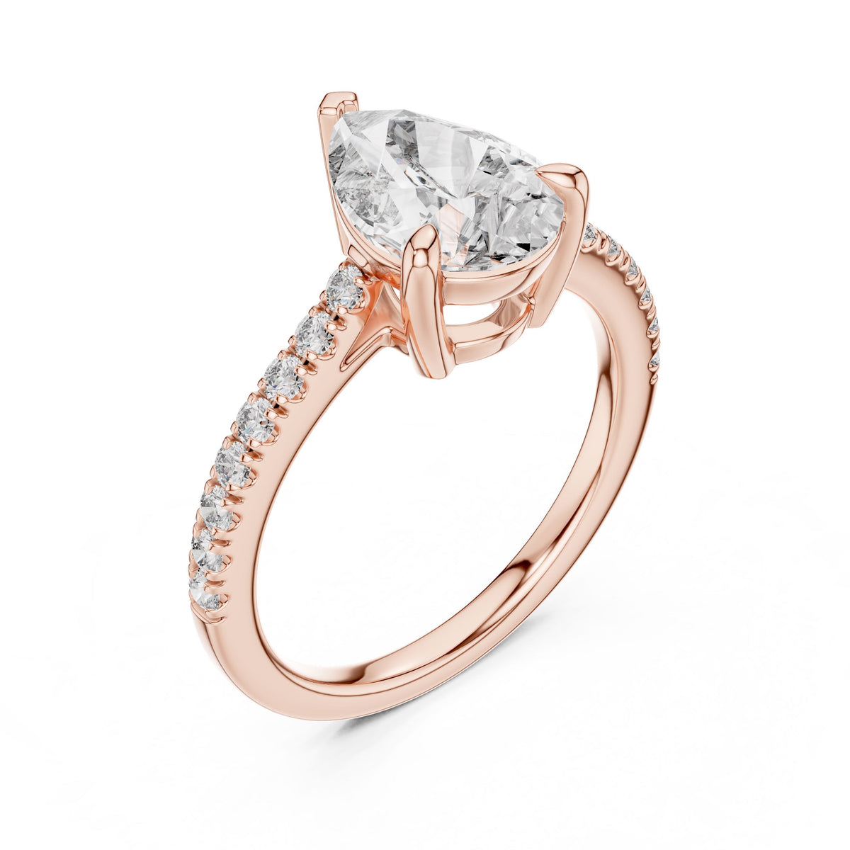Pear Solitaire Diamond Ring with Lab-Grown Diamonds, 14K Gold, Rose Gold