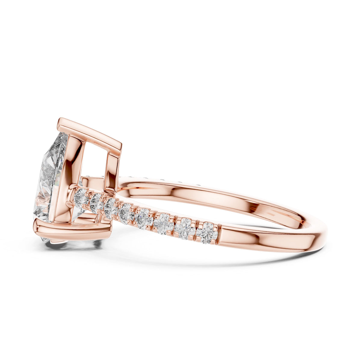 Pear Solitaire Diamond Ring with Lab-Grown Diamonds, 10K Gold, Rose Gold