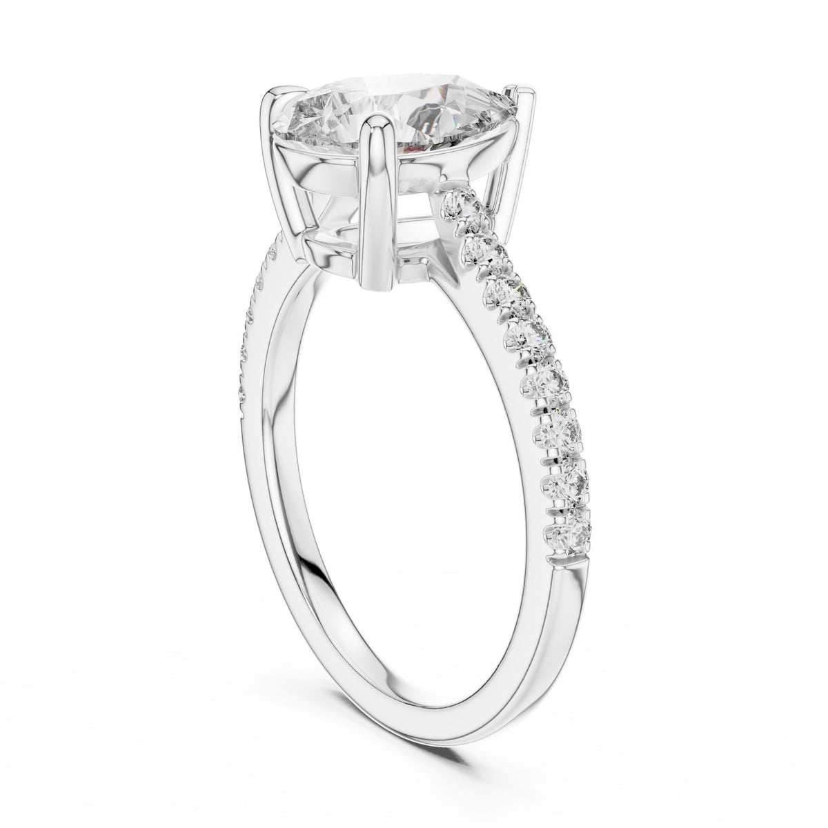 Pear Solitaire Diamond Ring with Lab-Grown Diamonds, 18K Gold, White Gold