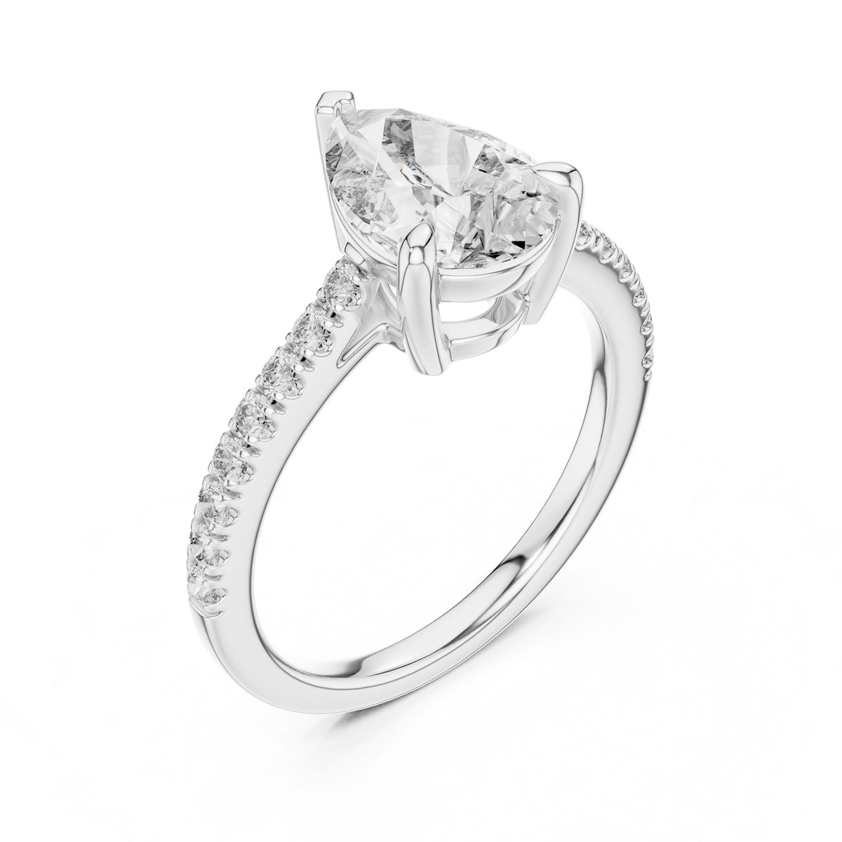 Pear Solitaire Diamond Ring with Lab-Grown Diamonds, 14K Gold, White Gold