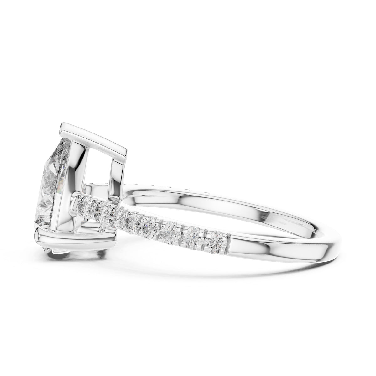 Pear Solitaire Diamond Ring with Lab-Grown Diamonds, 10K Gold, White Gold