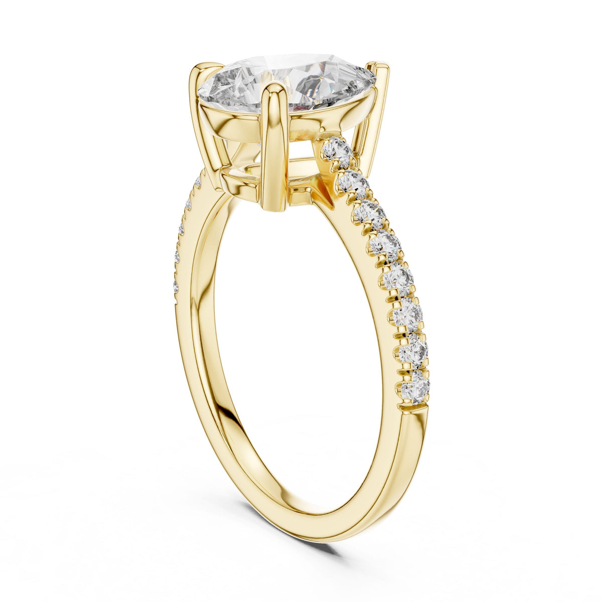 Pear Solitaire Diamond Ring with Lab-Grown Diamonds, 18K Gold, Yellow Gold