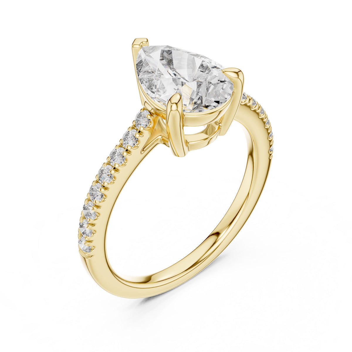 Pear Solitaire Diamond Ring with Lab-Grown Diamonds, 14K Gold, Yellow Gold