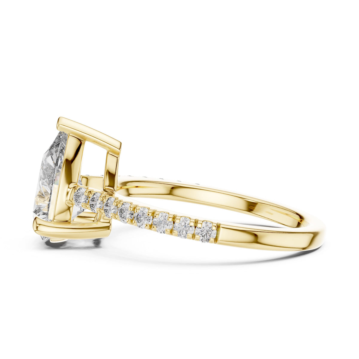 Pear Solitaire Diamond Ring with Lab-Grown Diamonds, 10K Gold, Yellow Gold