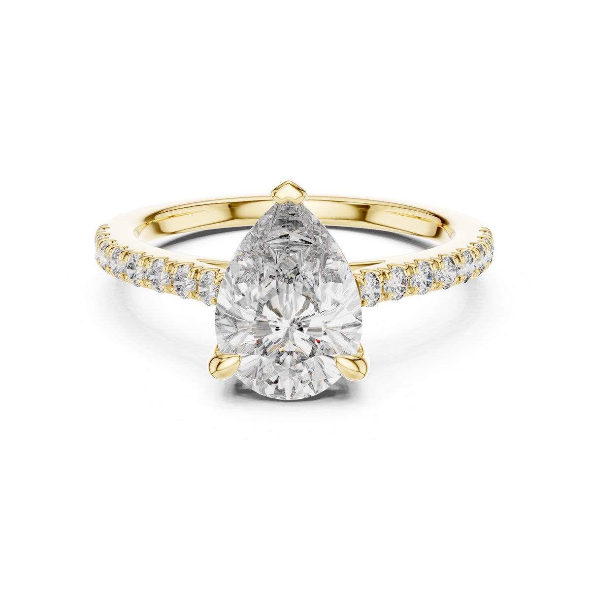 Pear Solitaire Diamond Ring with Lab-Grown Diamonds, Vermil – 925 Silver with 18K Gold Plating, Yellow Gold