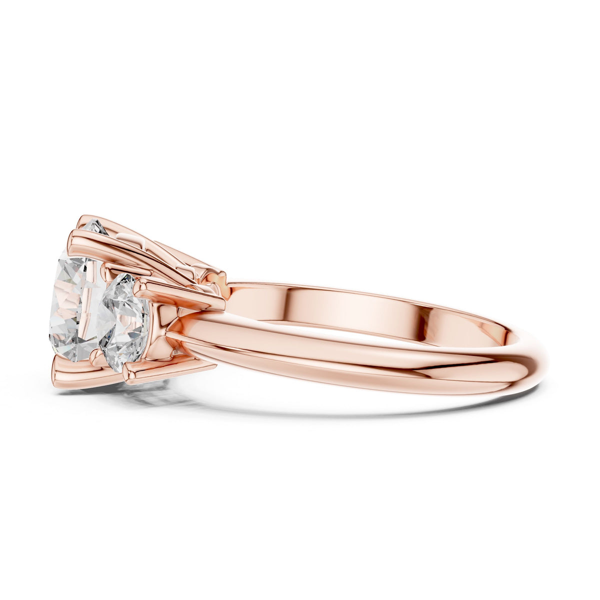 Bold Round Three-Stone Diamond Ring with Lab-Grown Diamonds, 10K Gold, Rose Gold
