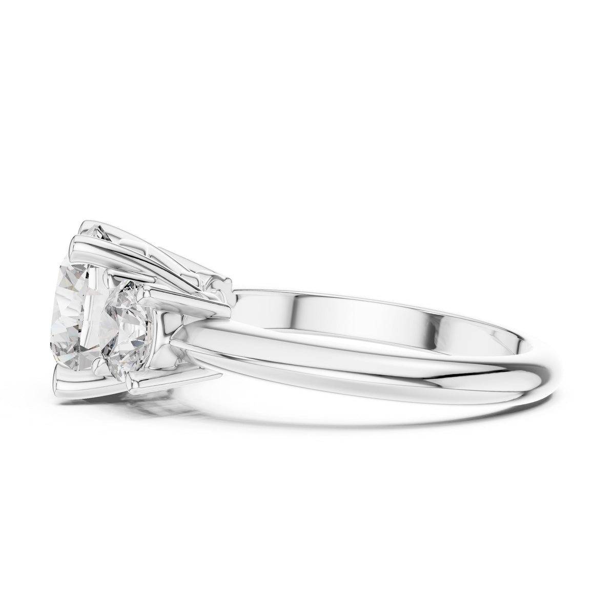 Bold Round Three-Stone Diamond Ring with Lab-Grown Diamonds, 10K Gold, White Gold