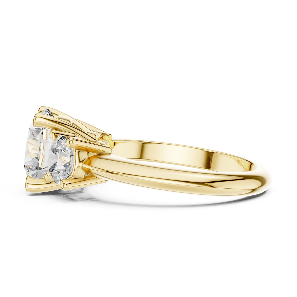 Bold Round Three-Stone Diamond Ring with Lab-Grown Diamonds, 10K Gold, Yellow Gold