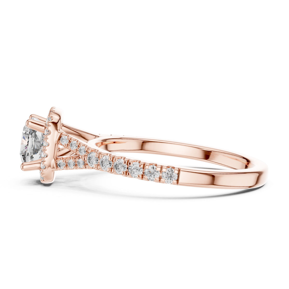 Cushion Halo Diamond Ring with Lab-Grown Diamonds, 10K Gold, Rose Gold