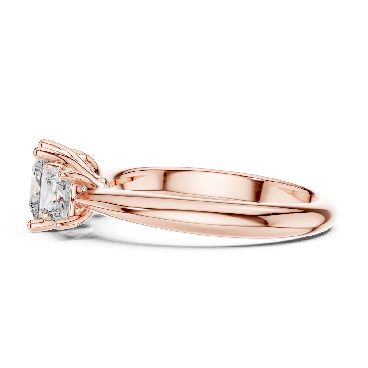 Princess-Cut Three-Stone Diamond Ring with Lab-Grown Diamonds, 10K Gold, Rose Gold