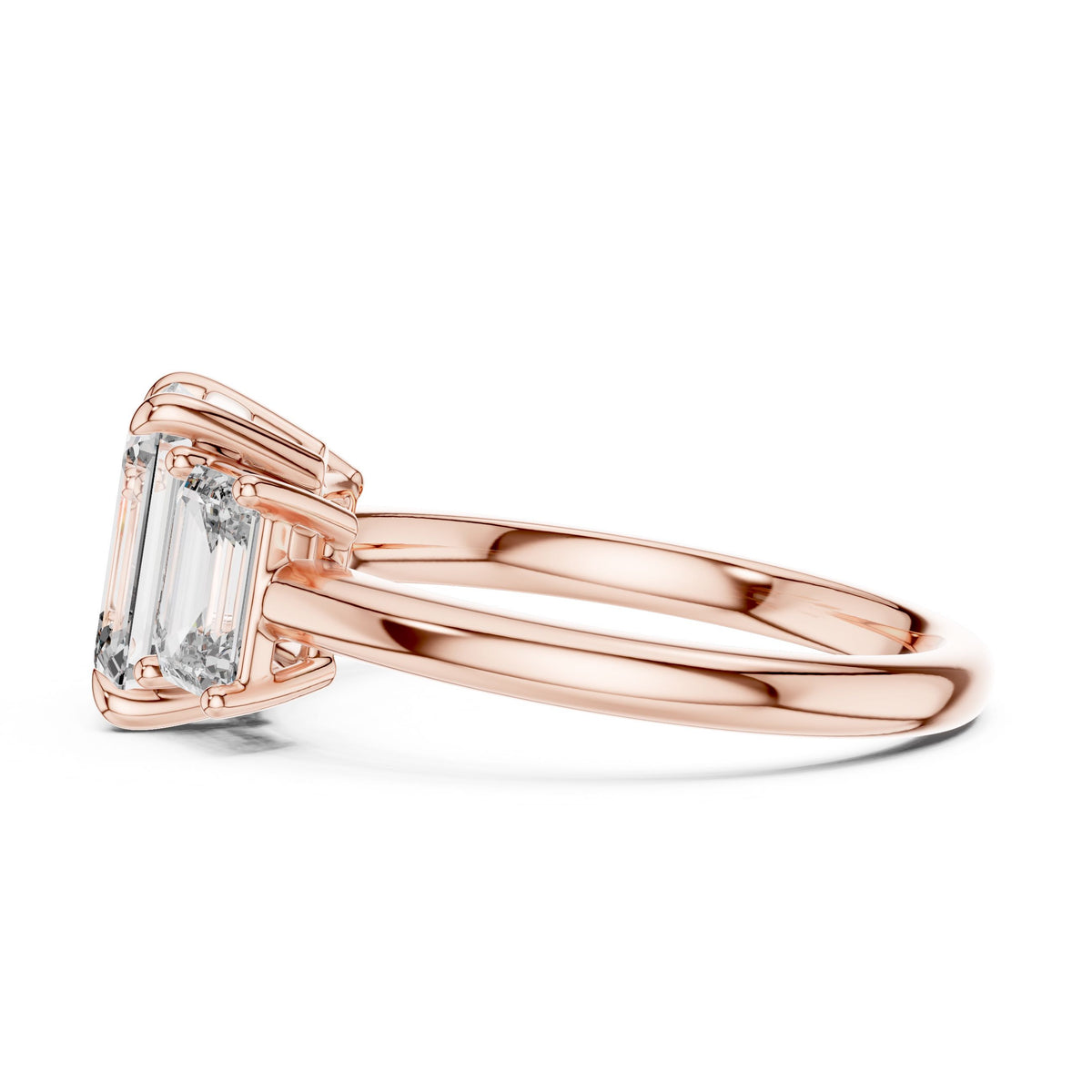 Emerald-Cut Three-Stone Diamond Ring with Lab-Grown Diamonds, 10K Gold, Rose Gold