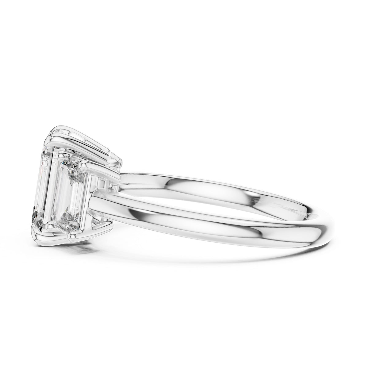 Emerald-Cut Three-Stone Diamond Ring with Lab-Grown Diamonds, 10K Gold, White Gold