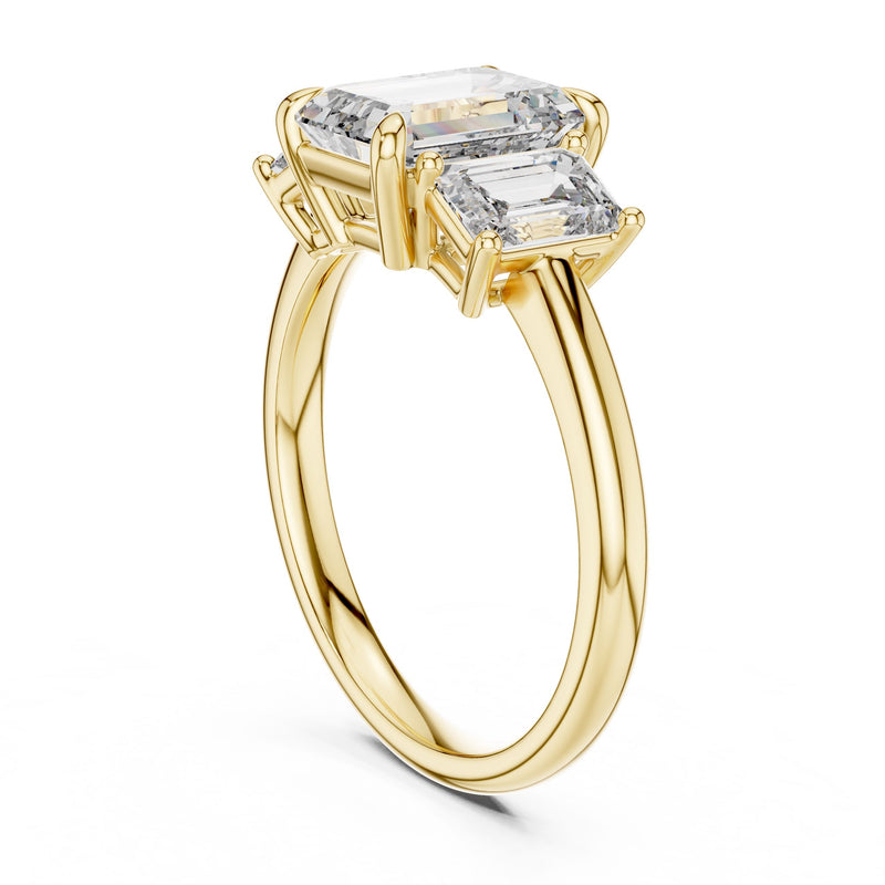 Emerald-Cut Three-Stone Diamond Ring with Lab-Grown Diamonds