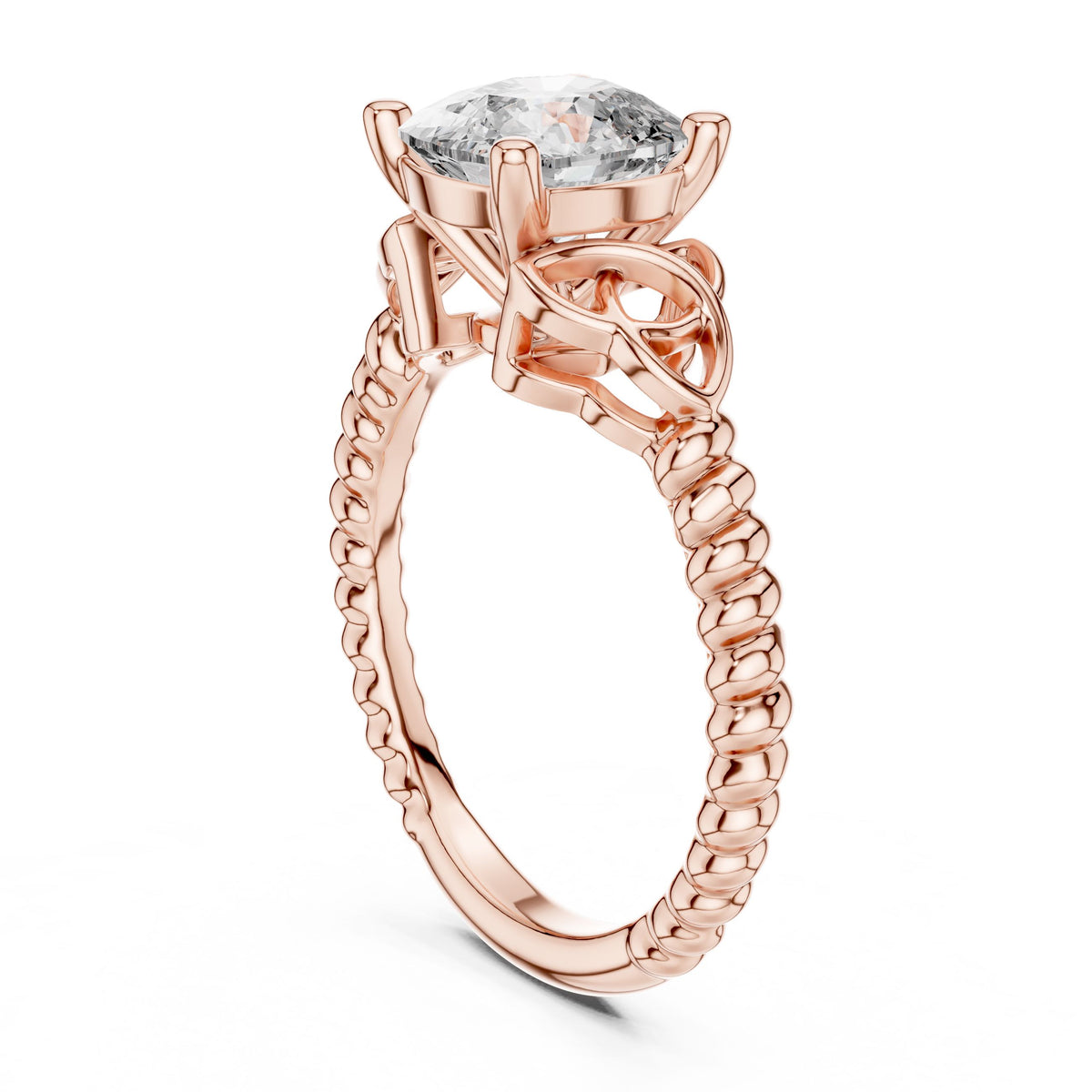 Twisted-Band Cushion Solitaire Ring with Lab-Grown Diamonds, 18K Gold, Rose Gold