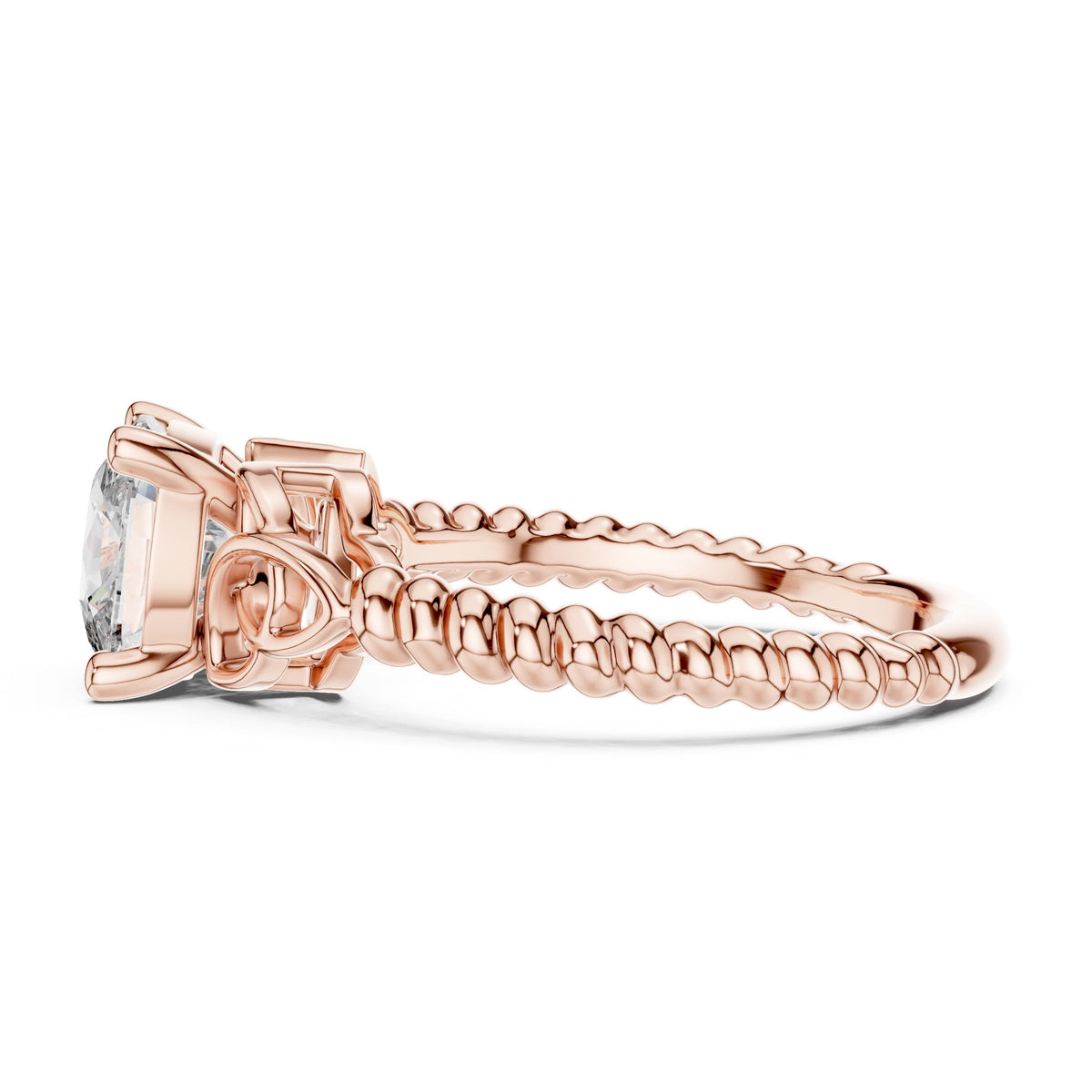 Twisted-Band Cushion Solitaire Ring with Lab-Grown Diamonds, 10K Gold, Rose Gold