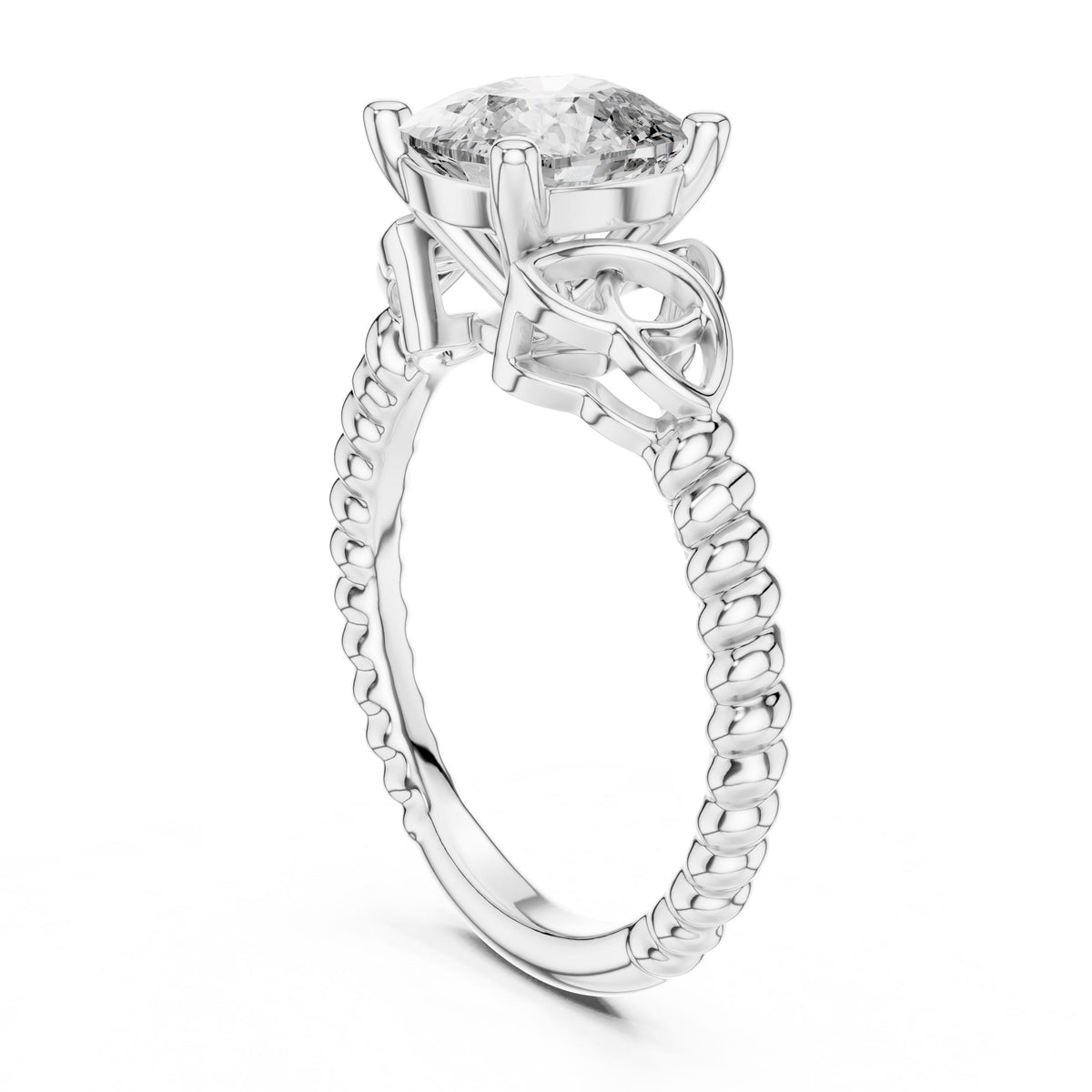 Twisted-Band Cushion Solitaire Ring with Lab-Grown Diamonds, 18K Gold, White Gold