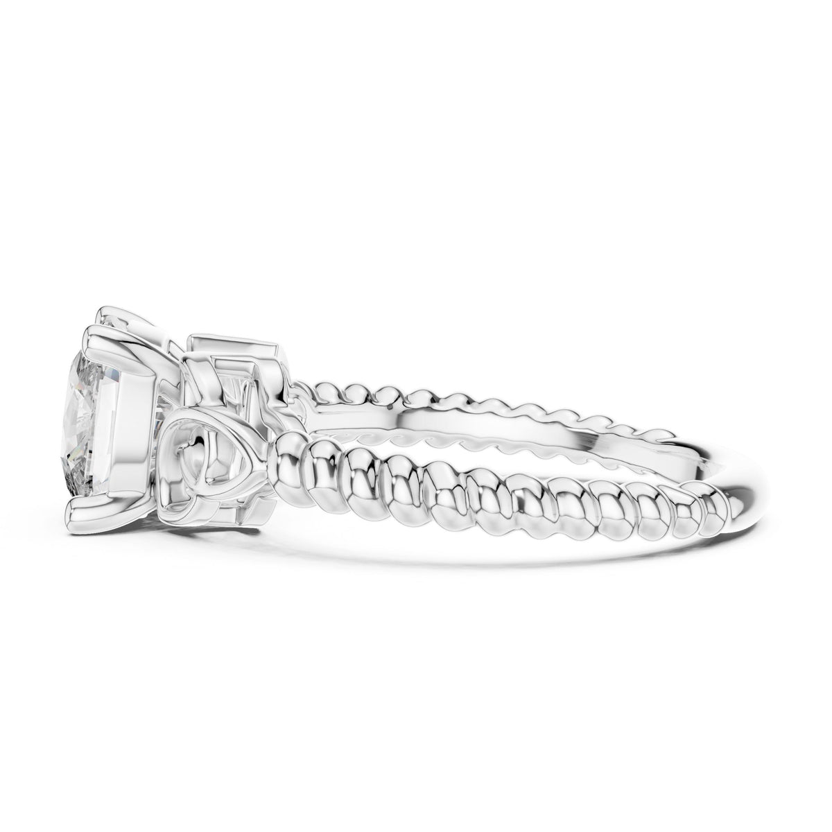 Twisted-Band Cushion Solitaire Ring with Lab-Grown Diamonds, 10K Gold, White Gold