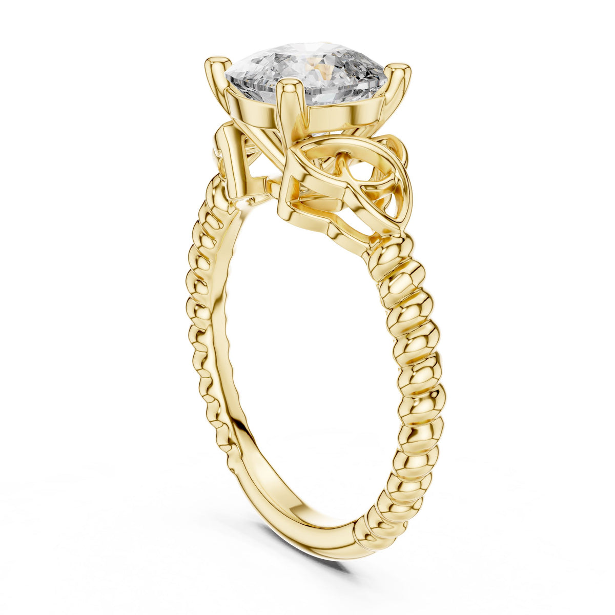 Twisted-Band Cushion Solitaire Ring with Lab-Grown Diamonds, 18K Gold, Yellow Gold