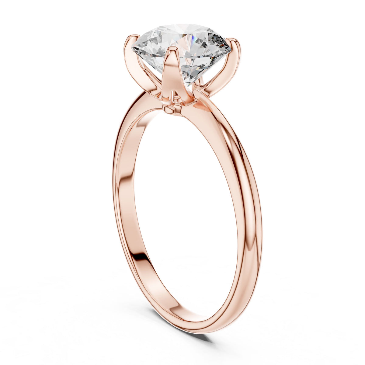 Classic Round Solitaire Diamond Ring with Lab-Grown Diamonds, 18K Gold, Rose Gold