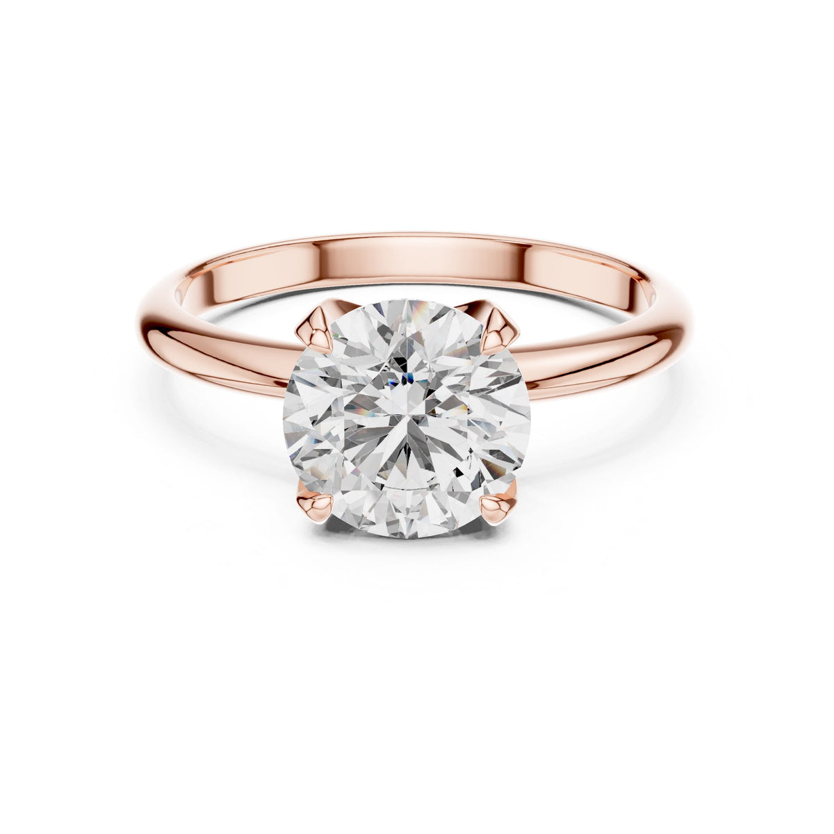 Classic Round Solitaire Diamond Ring with Lab-Grown Diamonds, Vermil – 925 Silver with 18K Gold Plating, Rose Gold