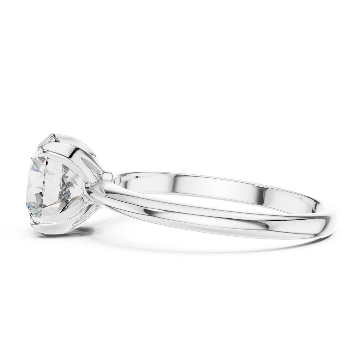 Classic Round Solitaire Diamond Ring with Lab-Grown Diamonds, 10K Gold, White Gold
