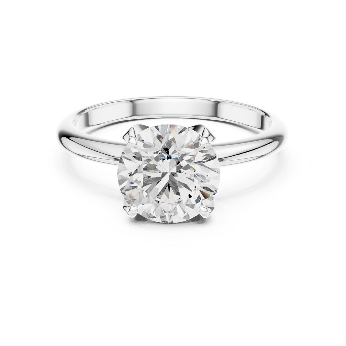 Classic Round Solitaire Diamond Ring with Lab-Grown Diamonds, Vermil – 925 Silver with 18K Gold Plating, White Gold
