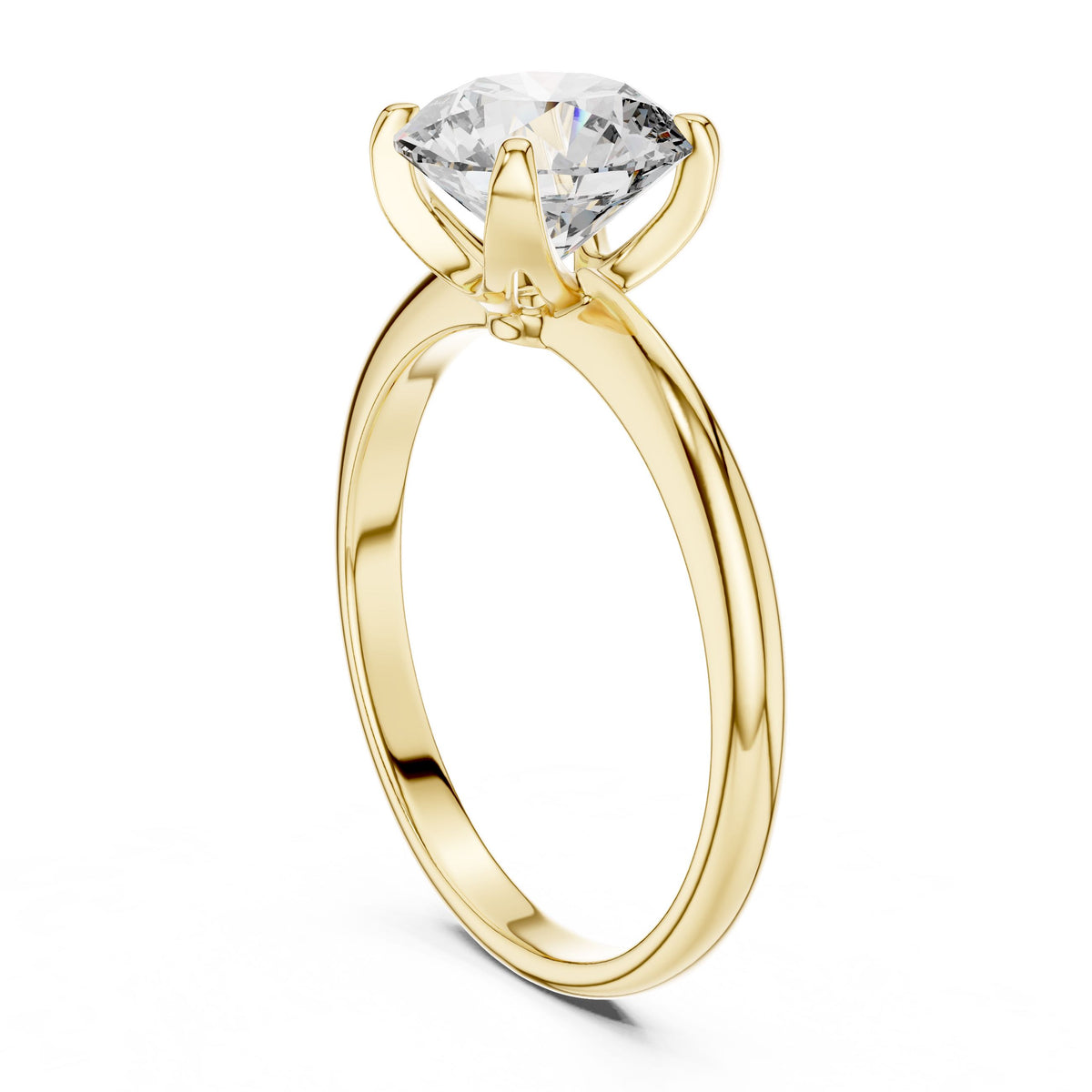Classic Round Solitaire Diamond Ring with Lab-Grown Diamonds, 18K Gold, Yellow Gold