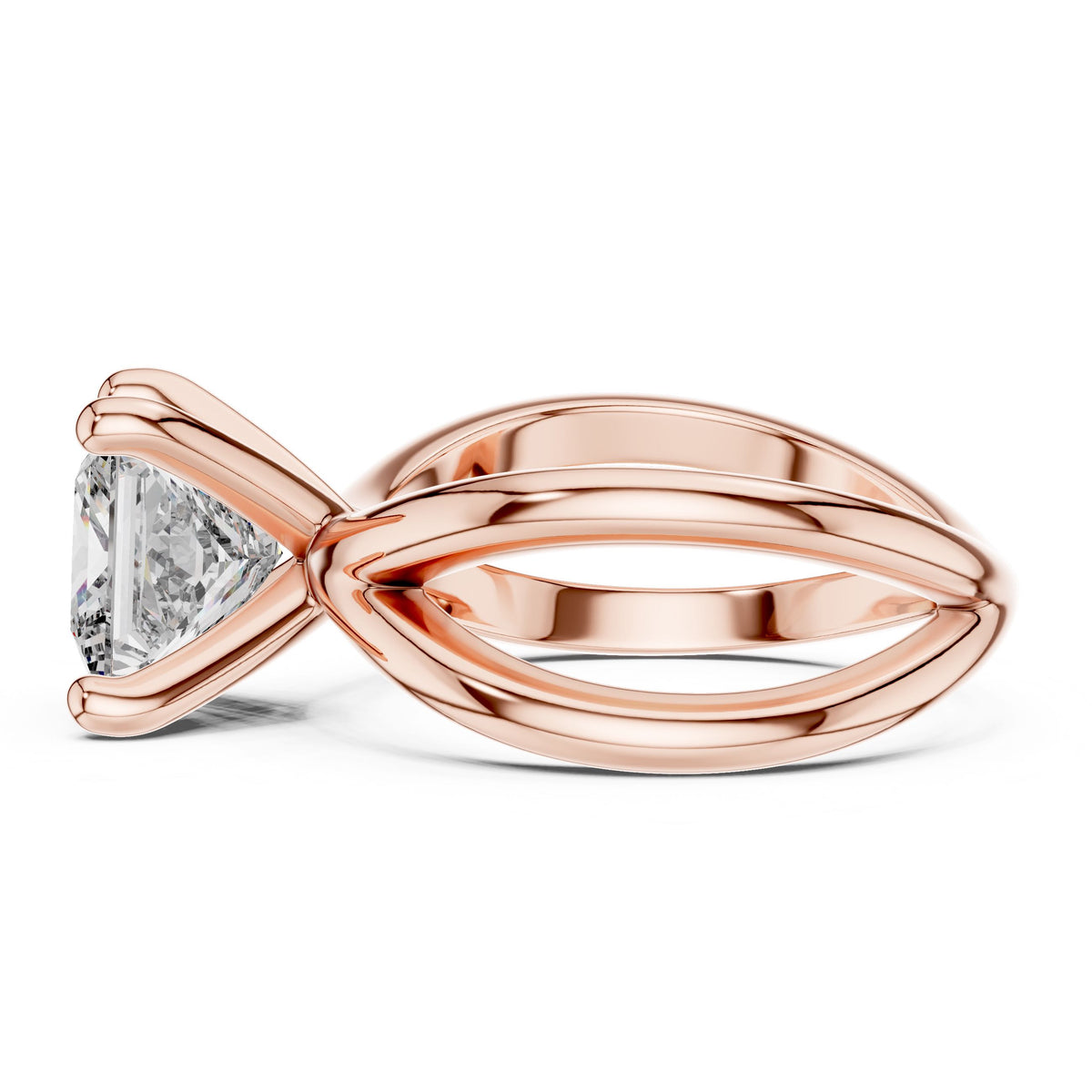 Twisted-Shank Princess Solitaire Ring with Lab-Grown Diamonds, 10K Gold, Rose Gold