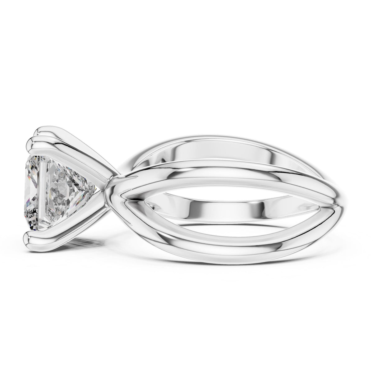Twisted-Shank Princess Solitaire Ring with Lab-Grown Diamonds, 10K Gold, White Gold