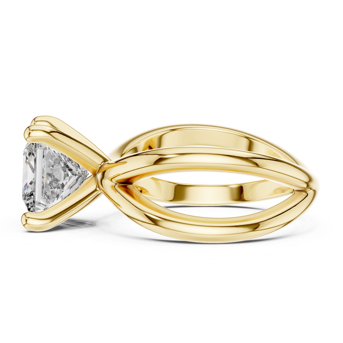 Twisted-Shank Princess Solitaire Ring with Lab-Grown Diamonds, 10K Gold, Yellow Gold