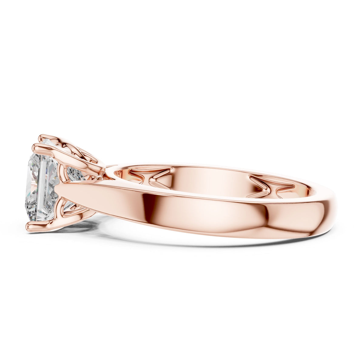 Tapered-Shank Princess Solitaire Ring with Lab-Grown Diamonds, 10K Gold, Rose Gold