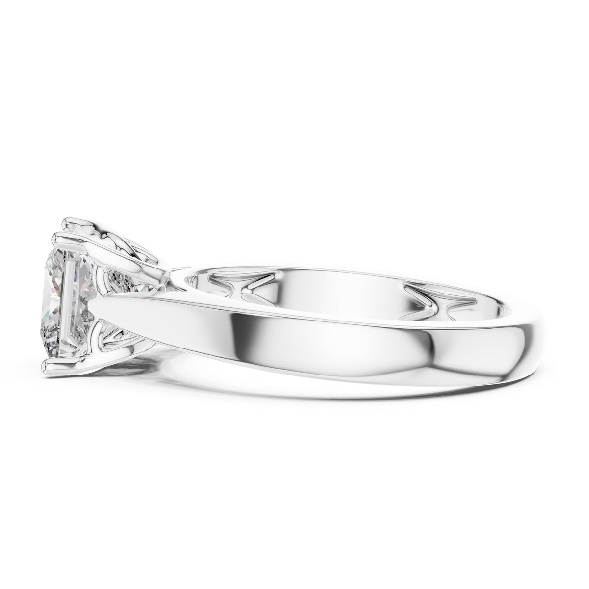 Tapered-Shank Princess Solitaire Ring with Lab-Grown Diamonds, 10K Gold, White Gold