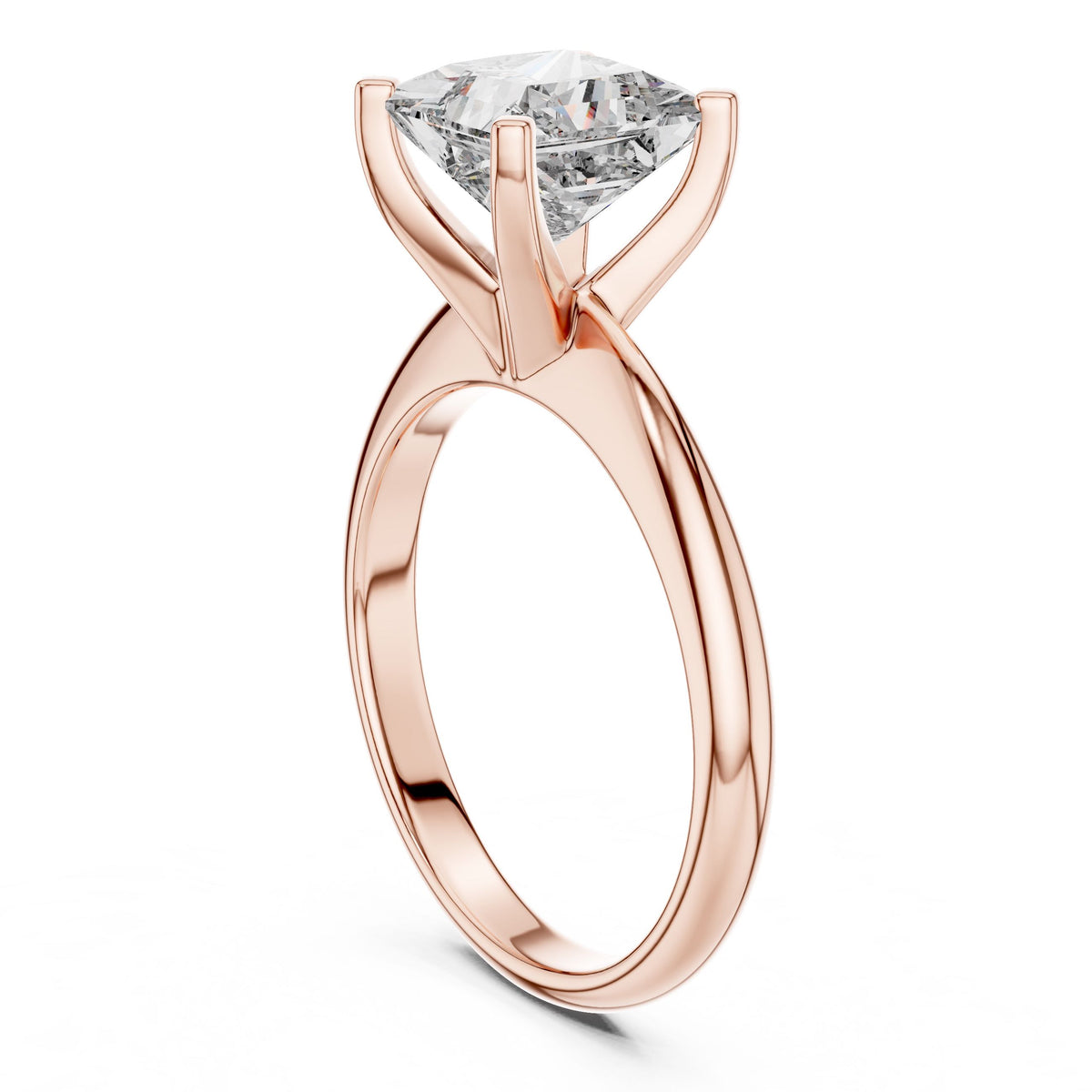Classic Princess Solitaire Diamond Ring with Lab-Grown Diamonds, 18K Gold, Rose Gold