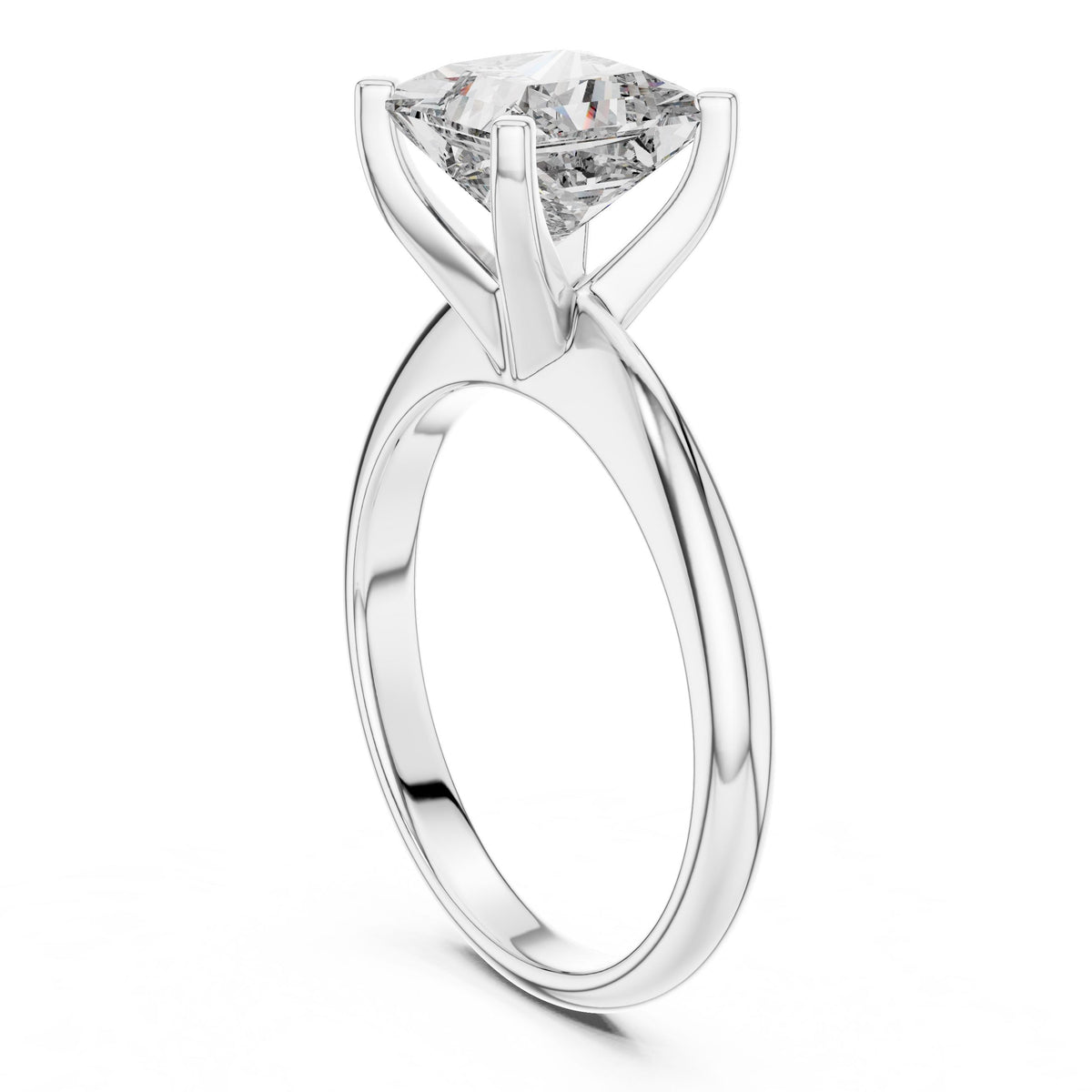 Classic Princess Solitaire Diamond Ring with Lab-Grown Diamonds, 18K Gold, White Gold
