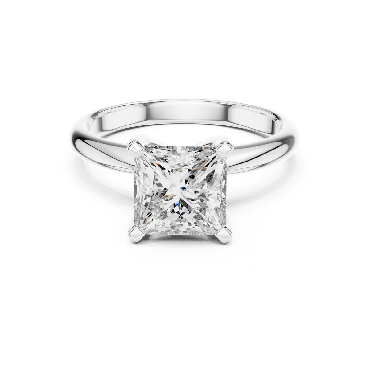 Classic Princess Solitaire Diamond Ring with Lab-Grown Diamonds, Vermil – 925 Silver with 18K Gold Plating, White Gold
