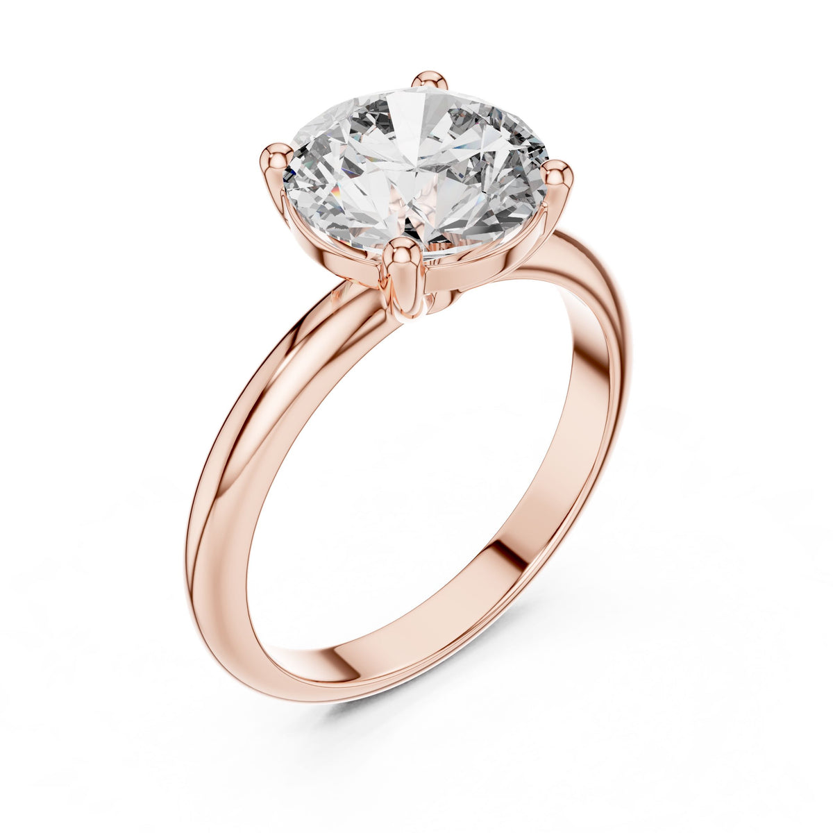 Round Solitaire Diamond Ring with Lab-Grown Diamonds, 14K Gold, Rose Gold