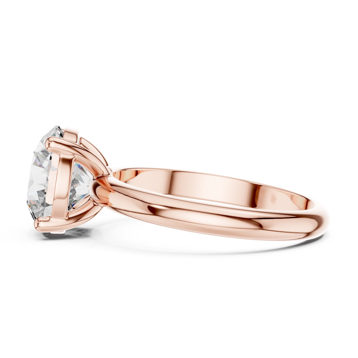 Round Solitaire Diamond Ring with Lab-Grown Diamonds, 10K Gold, Rose Gold