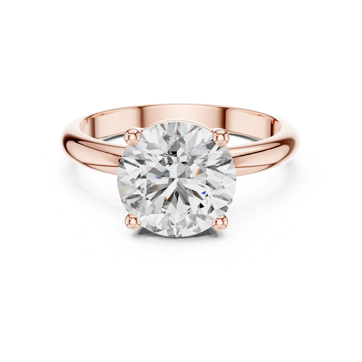 Round Solitaire Diamond Ring with Lab-Grown Diamonds, Vermil – 925 Silver with 18K Gold Plating, Rose Gold
