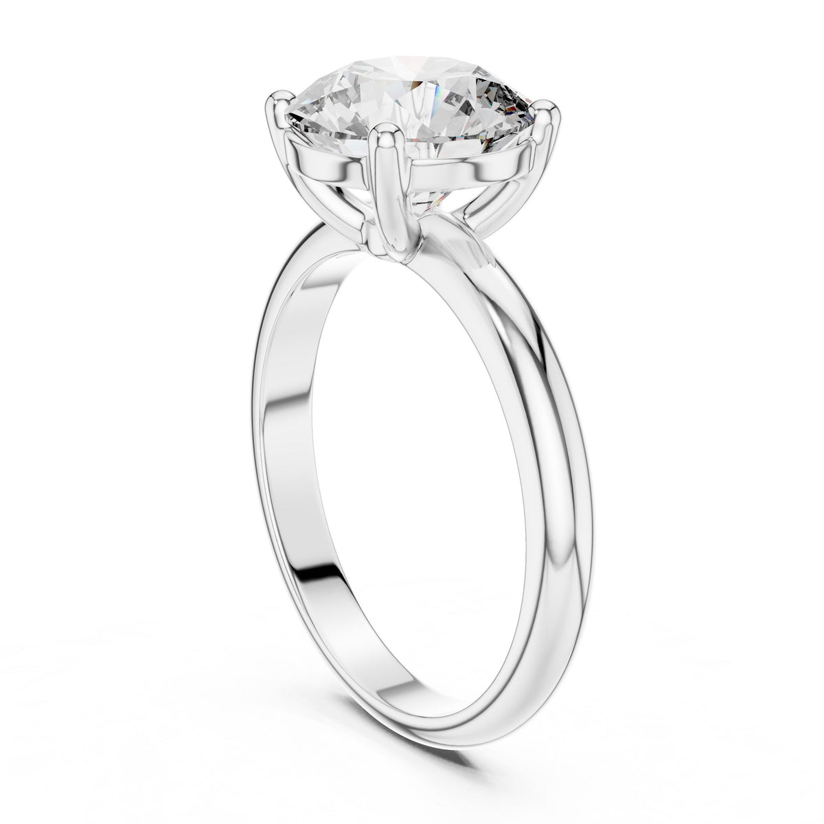 Round Solitaire Diamond Ring with Lab-Grown Diamonds, 18K Gold, White Gold