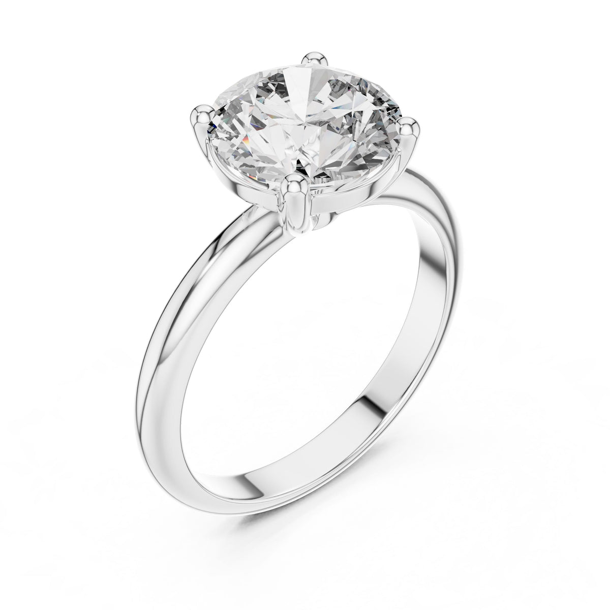 Round Solitaire Diamond Ring with Lab-Grown Diamonds, 14K Gold, White Gold