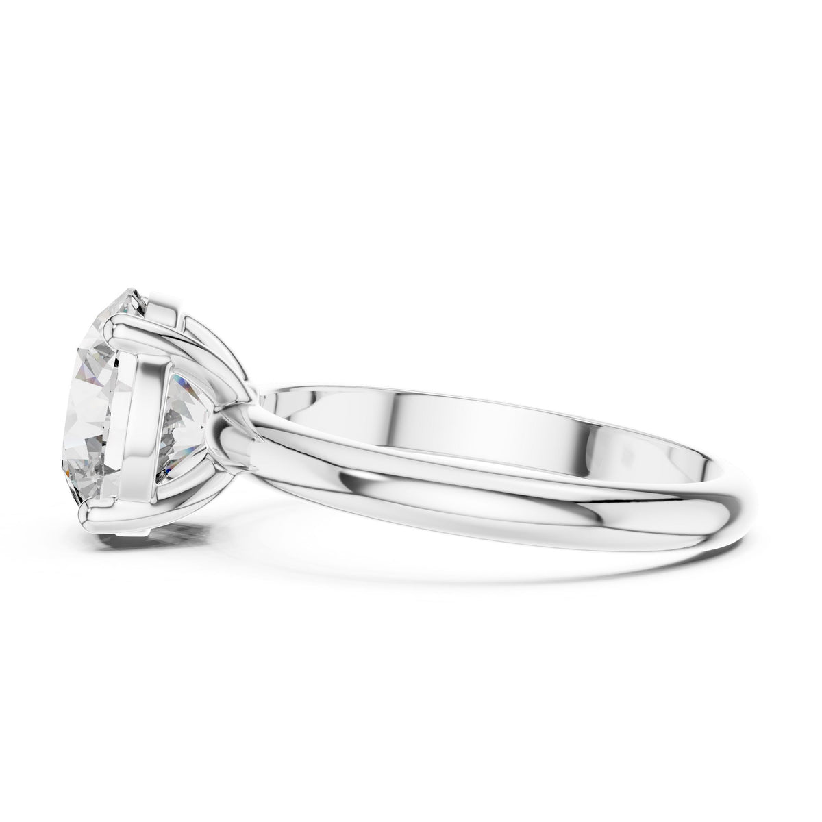 Round Solitaire Diamond Ring with Lab-Grown Diamonds, 10K Gold, White Gold