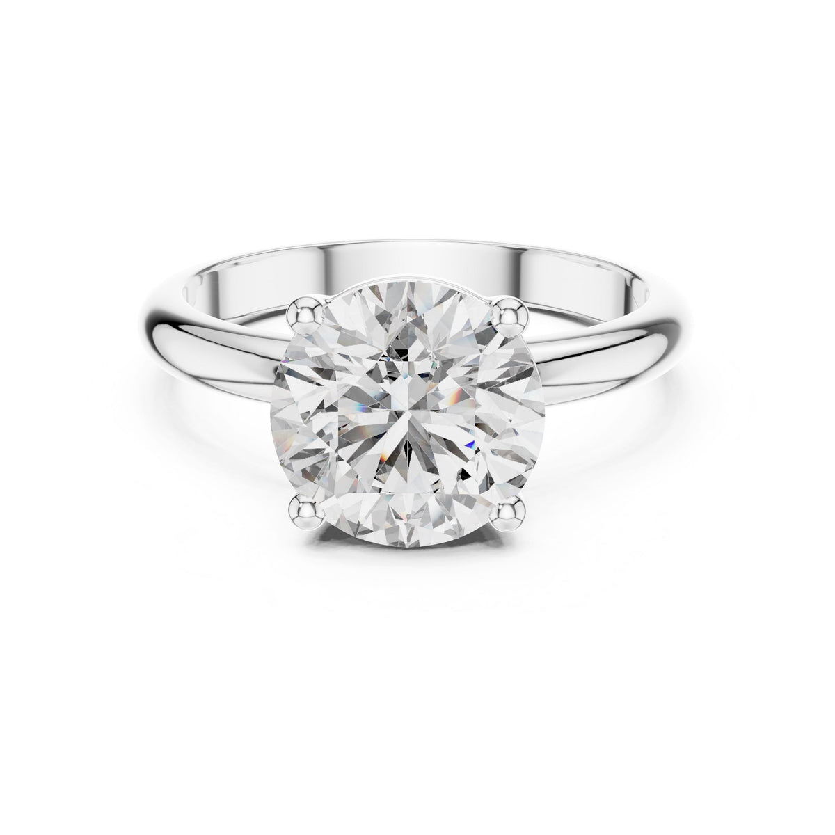 Round Solitaire Diamond Ring with Lab-Grown Diamonds, Vermil – 925 Silver with 18K Gold Plating, White Gold