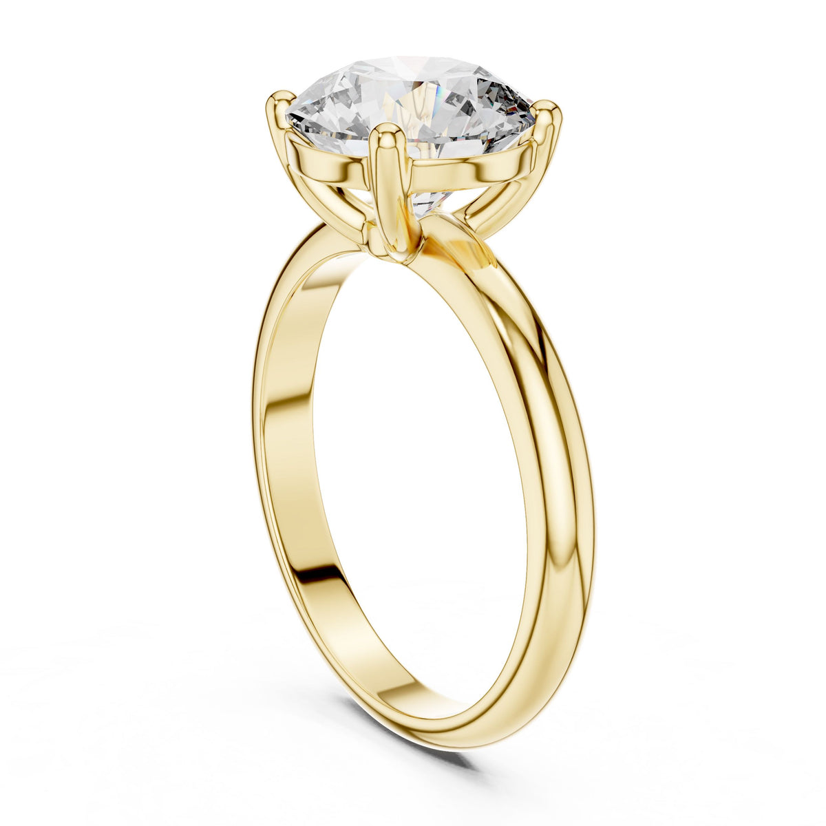 Round Solitaire Diamond Ring with Lab-Grown Diamonds, 18K Gold, Yellow Gold