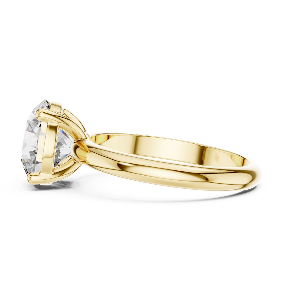 Round Solitaire Diamond Ring with Lab-Grown Diamonds, 10K Gold, Yellow Gold