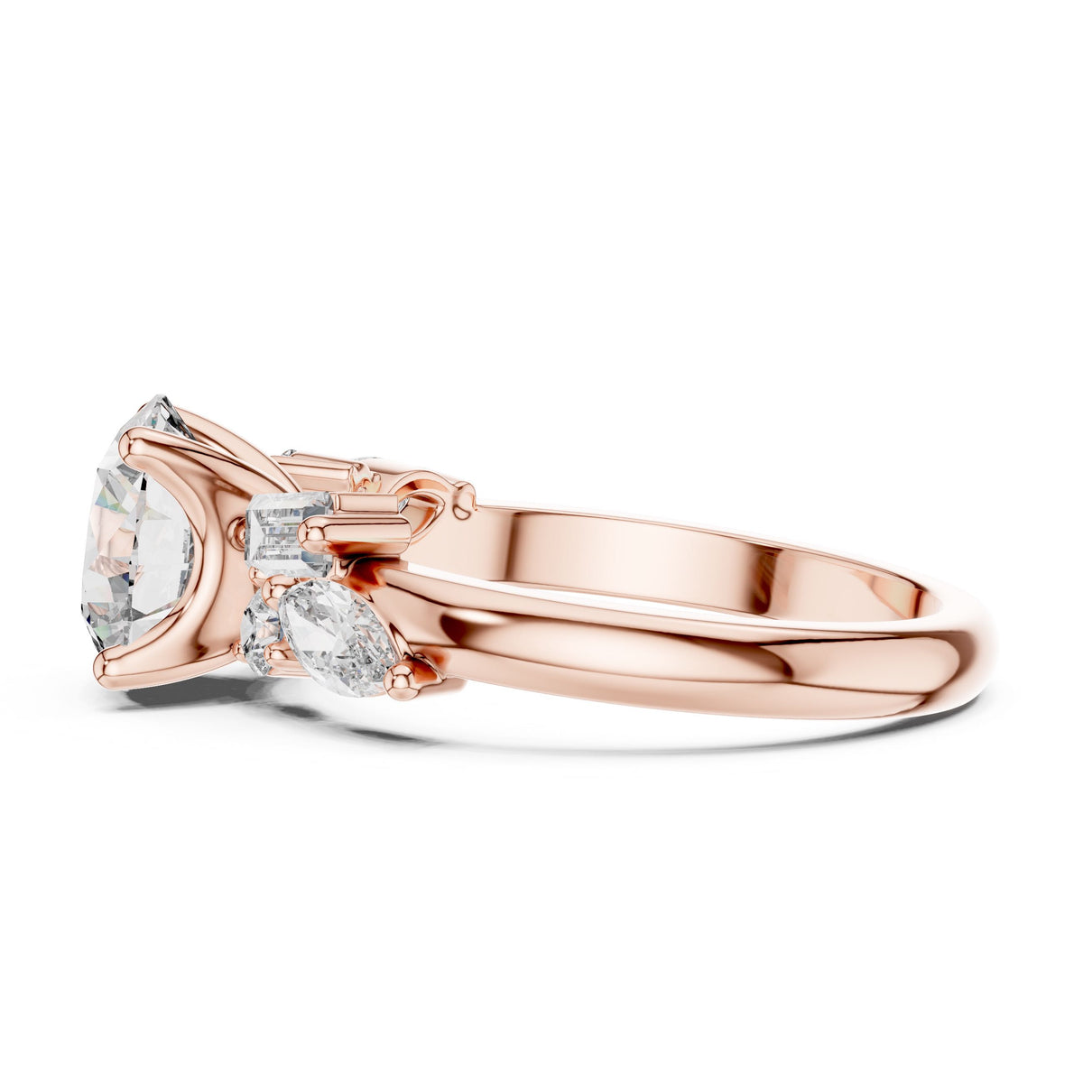 Mixed-Cut Diamond Solitaire Ring with Lab-Grown Diamonds, 10K Gold, Rose Gold
