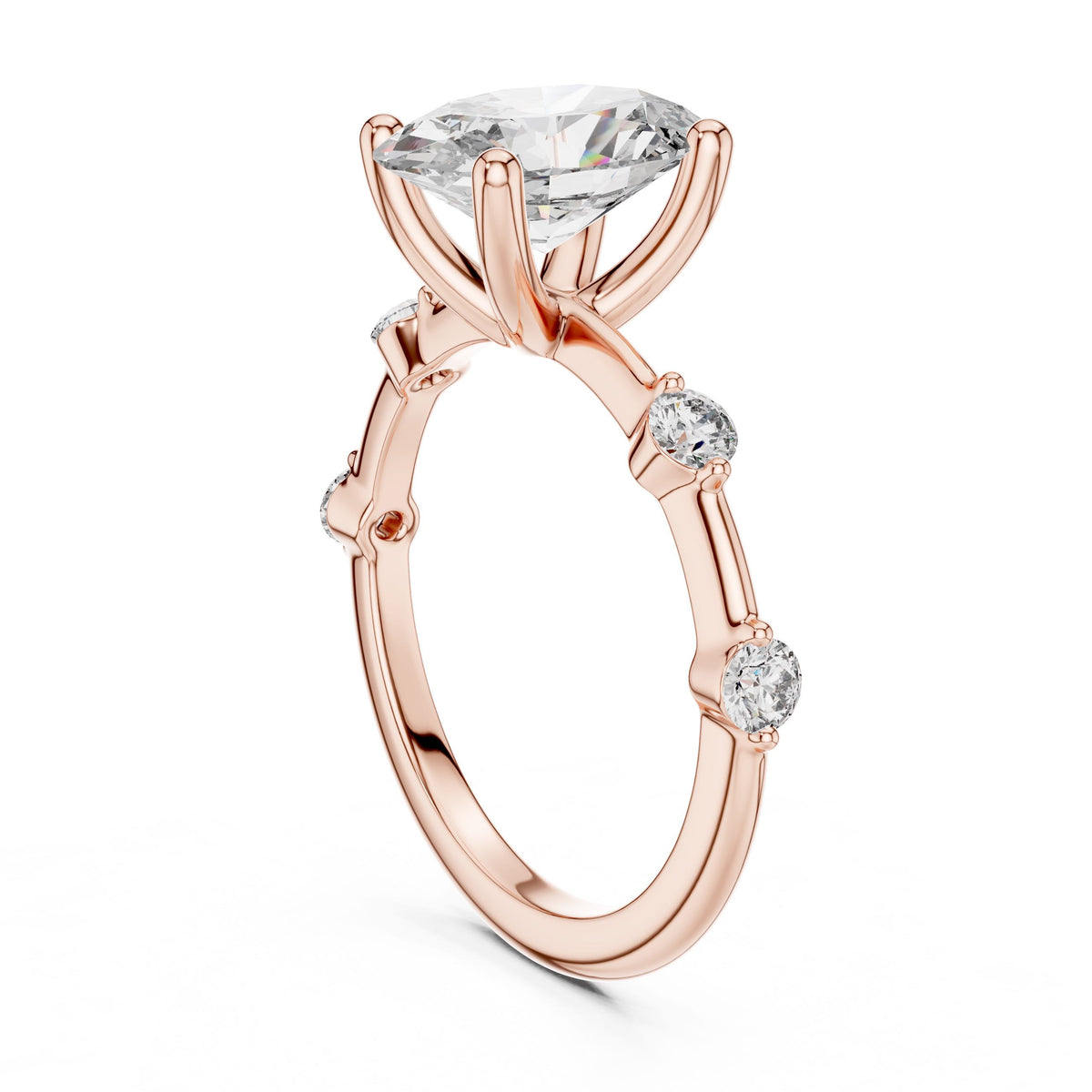 Oval & Round Diamond Ring with Lab-Grown Diamonds, 18K Gold, Rose Gold
