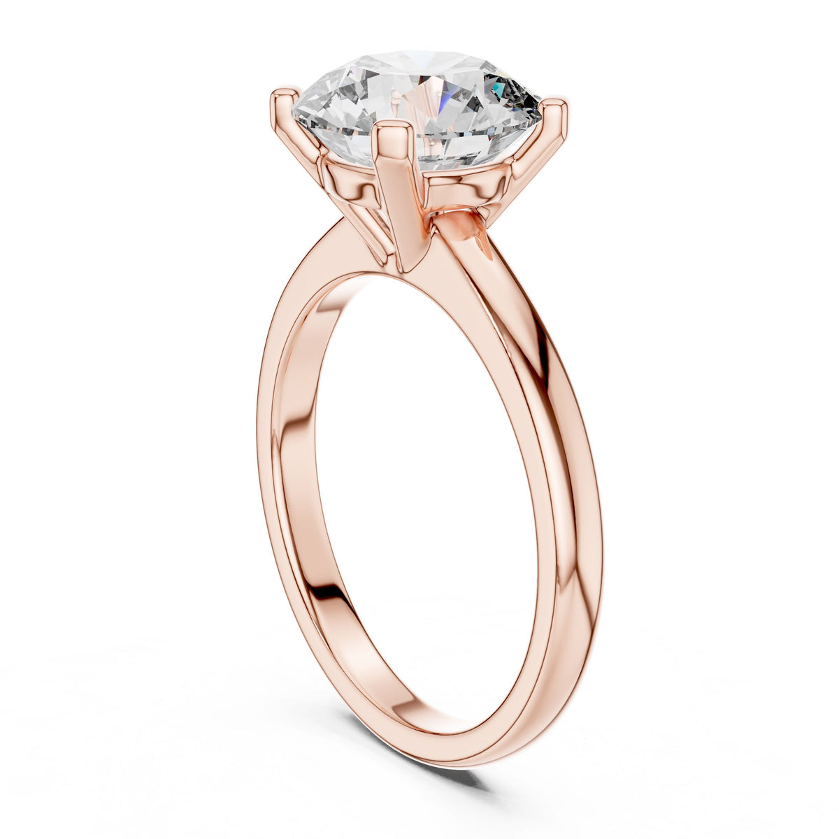 Classic Round Solitaire Diamond Ring with Lab-Grown Diamonds, 18K Gold, Rose Gold