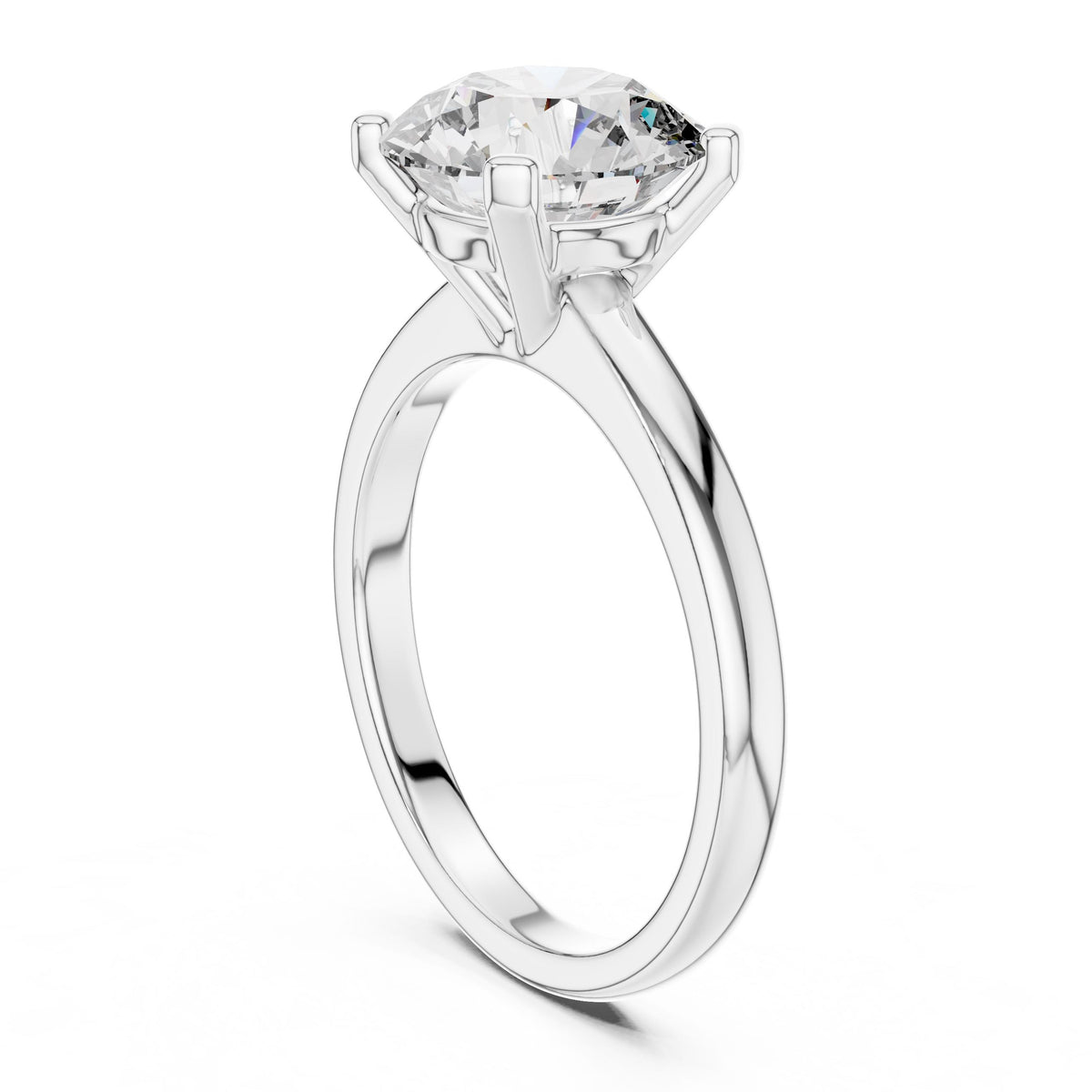Classic Round Solitaire Diamond Ring with Lab-Grown Diamonds, 18K Gold, White Gold